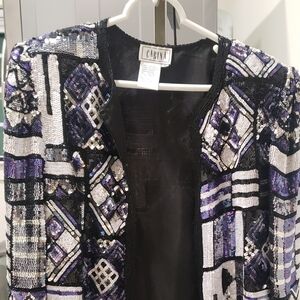 Women's Sequin Blazer - Black and Purple